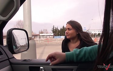 Hot Euro babe negotiates a free ride home and that girl is always down to fuck