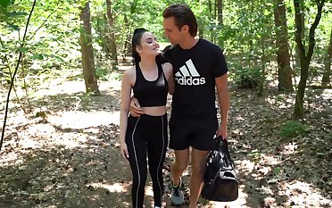 Outdoor sex in the park after a nice run down