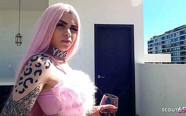 Pink Become angry German Teen Penny in Fishnet Stockings Outdoor Sex by older Guy